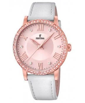 fitness trackers with water resistance and sleep quality analysis-Festina Boyfriend Leather Analog Ladies Watch I Model F20414/2 Quartz Movement