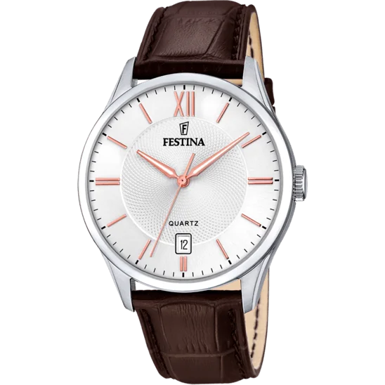 smartwatches with GPS and fitness tracking for hiking and running-Festina Classics Leather Analog Mens Watch I Model F20426/4 Quartz Movement