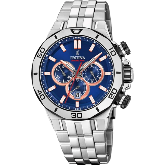 hybrid watches with customizable design and fitness tracking-Festina Chrono Sport Stainless Steel Chronograph Mens Watch I Model F20448/1 Quartz Movement