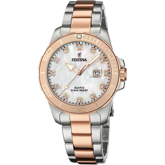 diving watches with high water resistance and durable construction-Festina Boyfriend Stainless Steel Analog Ladies Watch I Model F20505/1 Quartz Movement