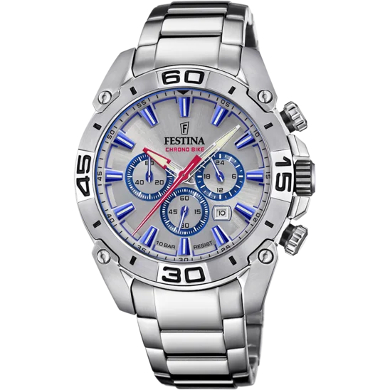 sport watches with advanced features for running, cycling, and swimming-Festina Chrono Bike Stainless Steel Chronograph Mens Watch I Model F20543/1 Quartz Movement