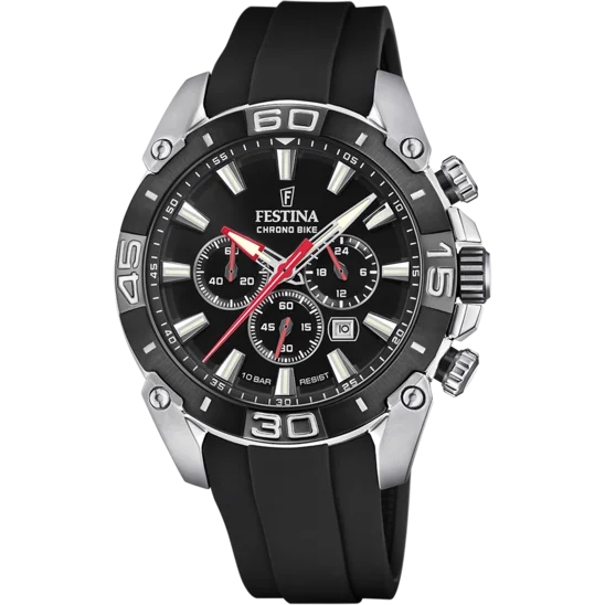 solar-powered watches with eco-friendly design and modern features-Festina Chrono Bike Rubber Chronograph Mens Watch I Model F20544/1 Quartz Movement