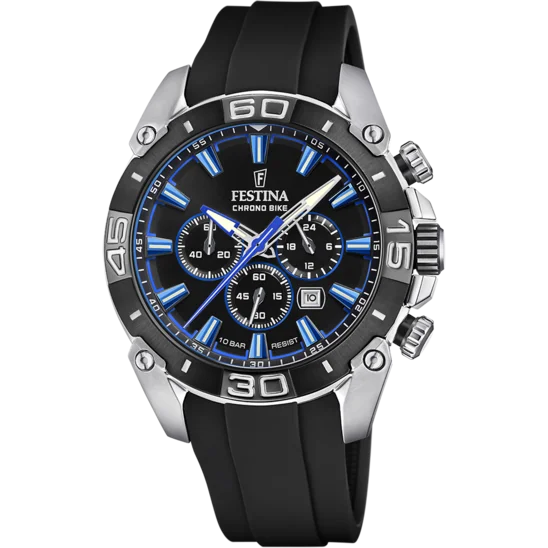 fitness trackers with advanced health features and custom workouts-Festina Chrono Bike Rubber Chronograph Mens Watch I Model F20544/2 Quartz Movement