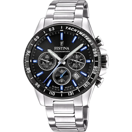 hybrid watches for women with heart rate monitoring and activity tracking-Festina Timeless Chronograph Stainless Steel Chronograph Mens Watch I Model F20560/5 Quartz Movement