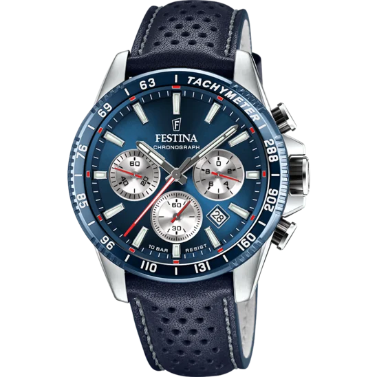 luxury sport watches for men with chronograph, GPS, and barometer-Festina Timeless Chronograph Leather Chronograph Mens Watch I Model F20561/2 Quartz Movement