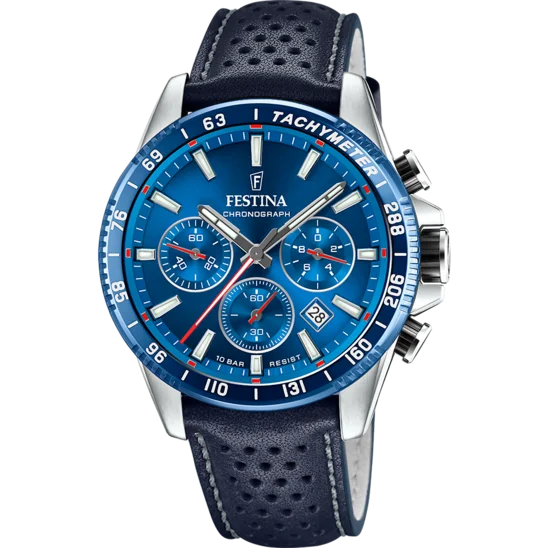 hybrid fitness watches with heart rate monitoring and multi-sport tracking-Festina Timeless Chronograph Leather Chronograph Mens Watch I Model F20561/3 Quartz Movement