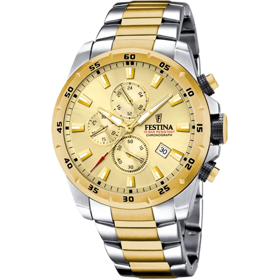 men’s luxury watches with sapphire crystal and leather strap-Festina Chrono Sport Stainless Steel Chronograph Mens Watch I Model F20562/1 Quartz Movement