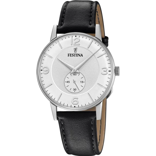 sport watches with built-in compass and barometer for outdoor activities-Festina Retro Leather Analog Mens Watch I Model F20566/2 Quartz Movement