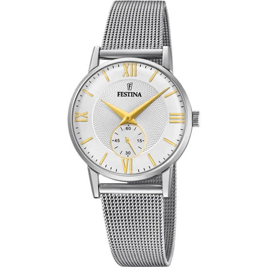 sport watches with GPS tracking and altitude measurement-Festina Retro Stainless Steel Analog Ladies Watch I Model F20572/2 Quartz Movement