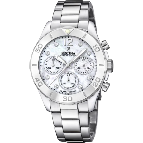 hybrid smartwatches for fitness with customizable straps and advanced tracking-Festina Boyfriend Stainless Steel Chronograph Ladies Watch I Model F20603/1 Quartz Movement