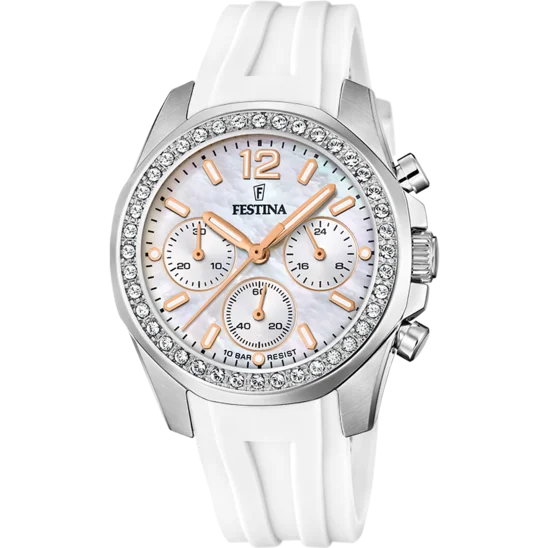 sport watches with multi-sport modes for athletes and outdoor enthusiasts-Festina Rainbow Rubber Chronograph Ladies Watch I Model F20610/1 Quartz Movement