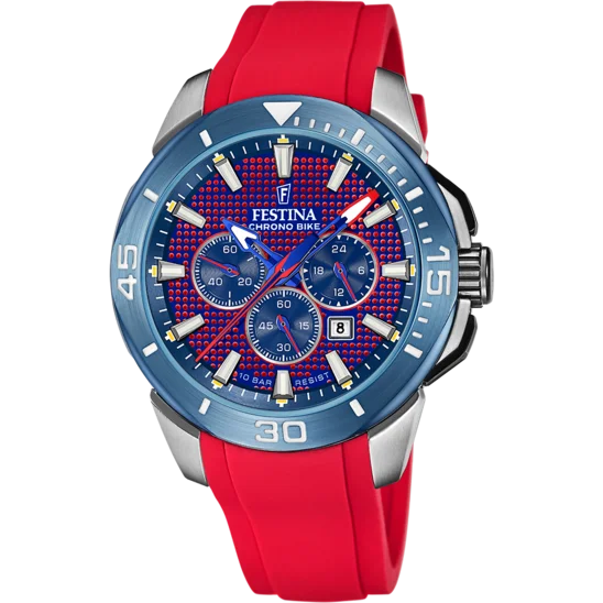 solar-powered watches for outdoor enthusiasts with long battery life-Festina Chrono Bike Rubber Chronograph Mens Watch I Model F20642/2 Quartz Movement