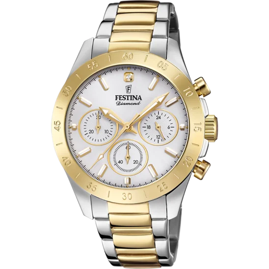 hybrid watches for women with fitness tracking and elegant designs-Festina Boyfriend Stainless Steel Chronograph Ladies Watch I Model F20651/1 Quartz Movement