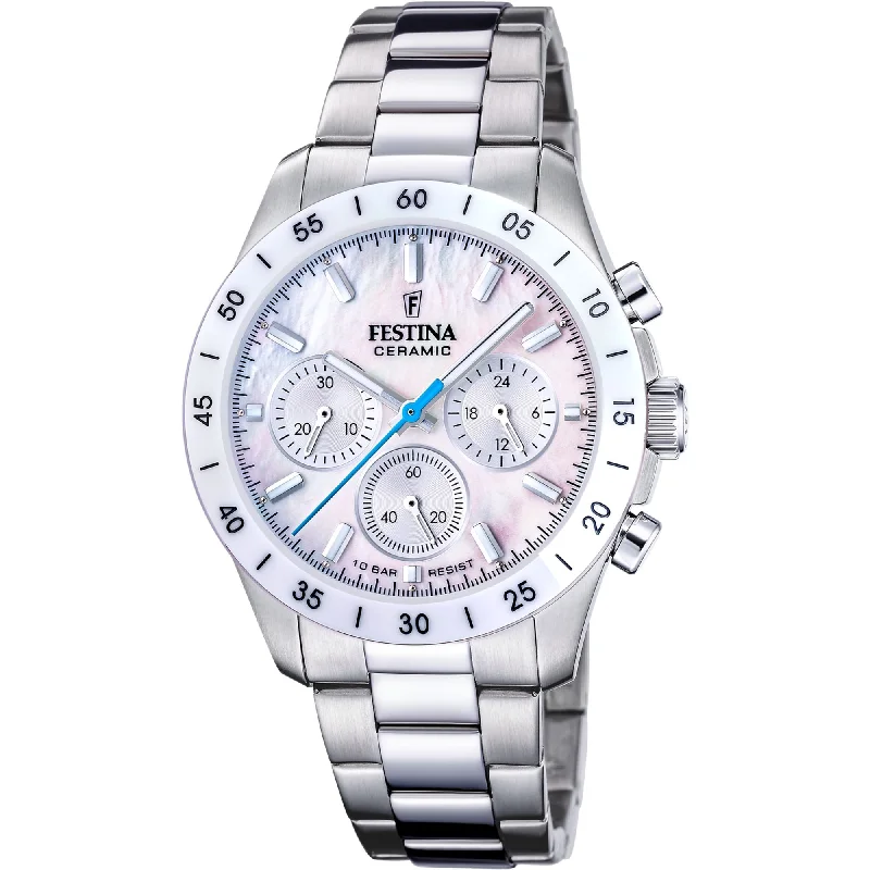 men’s watches with sleek design and durable materials for active use-Festina Ceramic Chronograph Ladies Watch I Model F20693/1 Quartz Movement