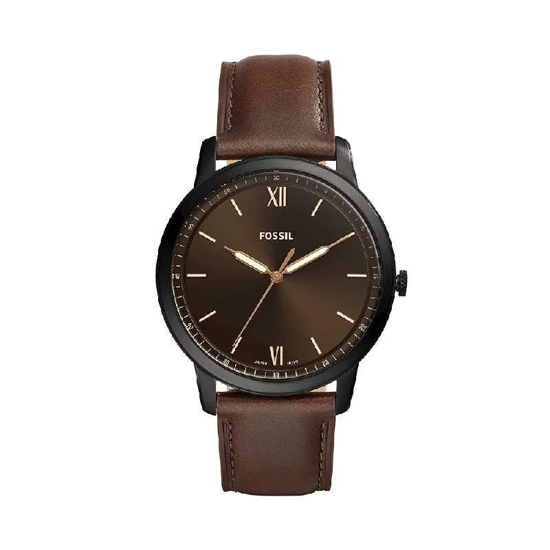 luxury watches with automatic movement and leather straps-Fossil Analog Black Dial Men's Watch-FS5551