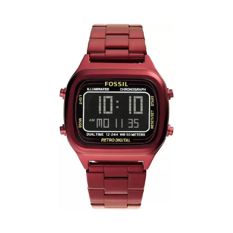 fitness trackers with water resistance and sleep quality analysis-Fossil FS5897 Retro Digital Watch For Men