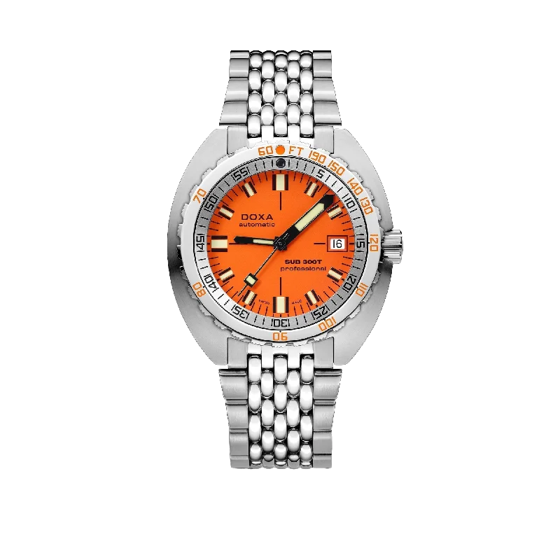 solar-powered watches with eco-friendly design and modern features-DOXA SUB 300T Professional, stainless steel bracelet