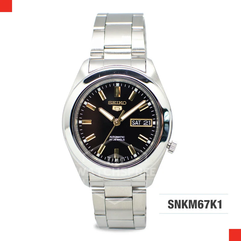 solar-powered watches with long-lasting battery and eco-friendly materials-Seiko 5 Automatic Watch SNKM67K1