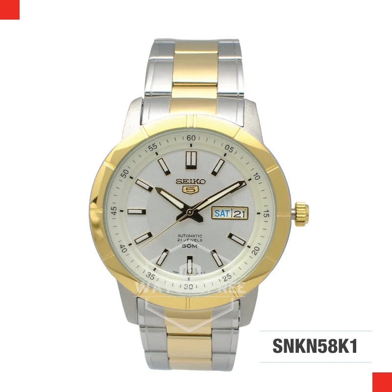 luxury watches with minimalistic face and leather strap-Seiko 5 Automatic Watch SNKN58K1