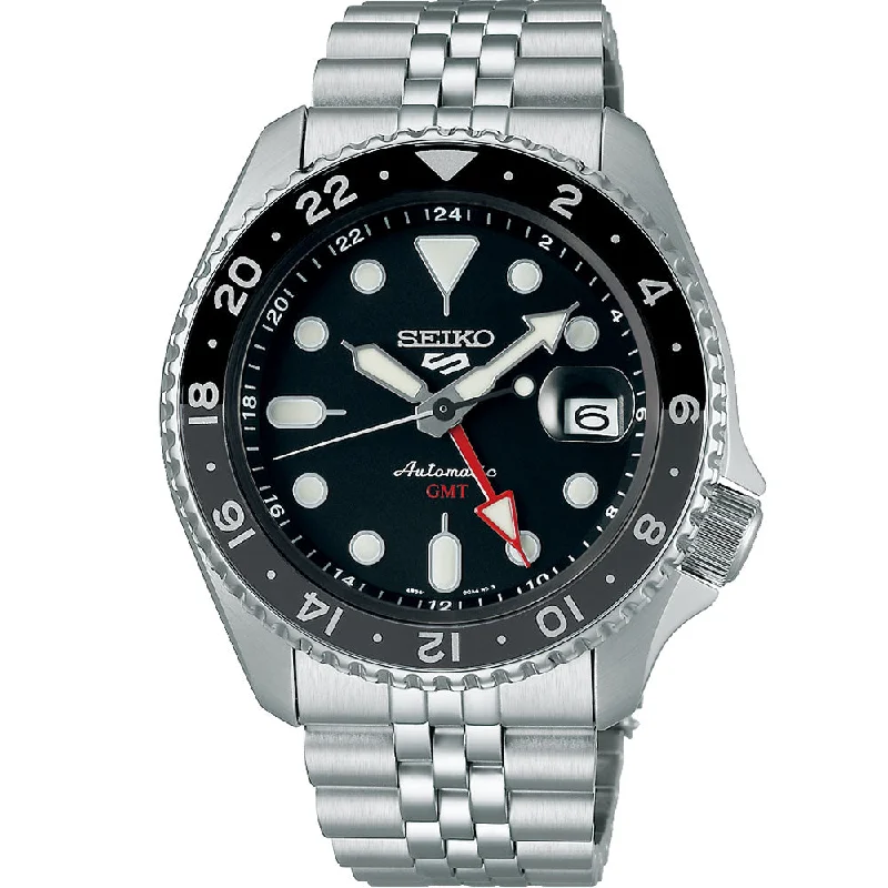 luxury watches for men with ceramic cases and leather straps-Seiko 5 SSK001K Automatic GMT SKX Series