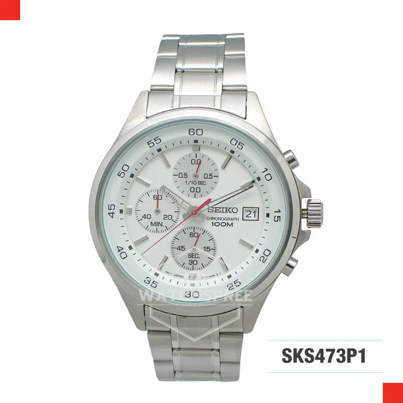 hybrid fitness trackers with fitness tracking, GPS, and heart rate monitoring-Seiko Chronograph Watch SKS473P1