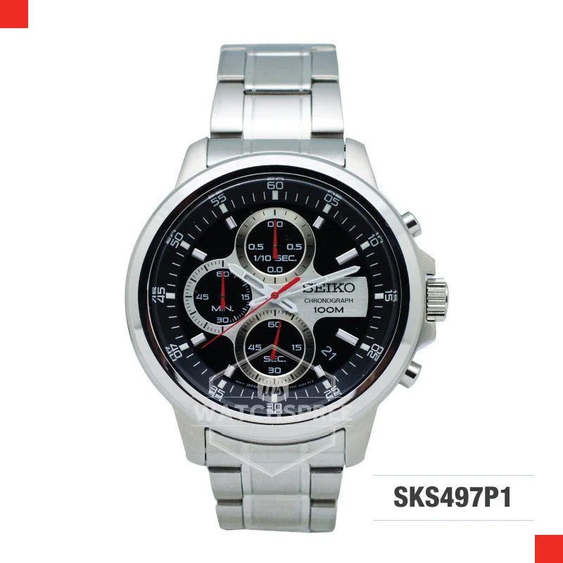 fitness trackers with ECG monitoring and step counting features-Seiko Chronograph Watch SKS497P1