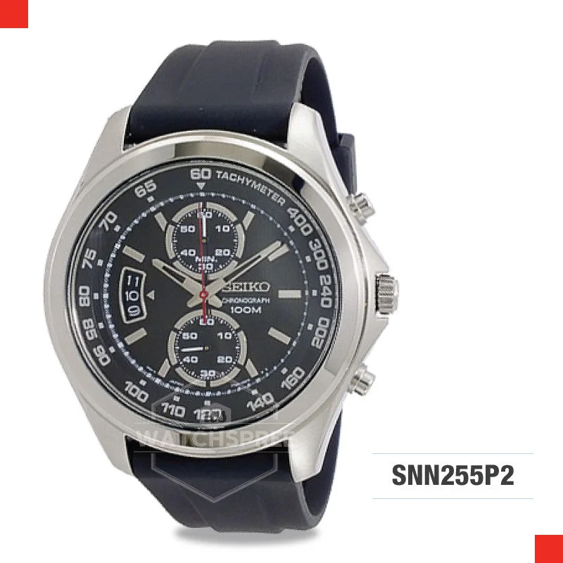 luxury watches with quartz movement and polished case-Seiko Chronograph Watch SNN255P2