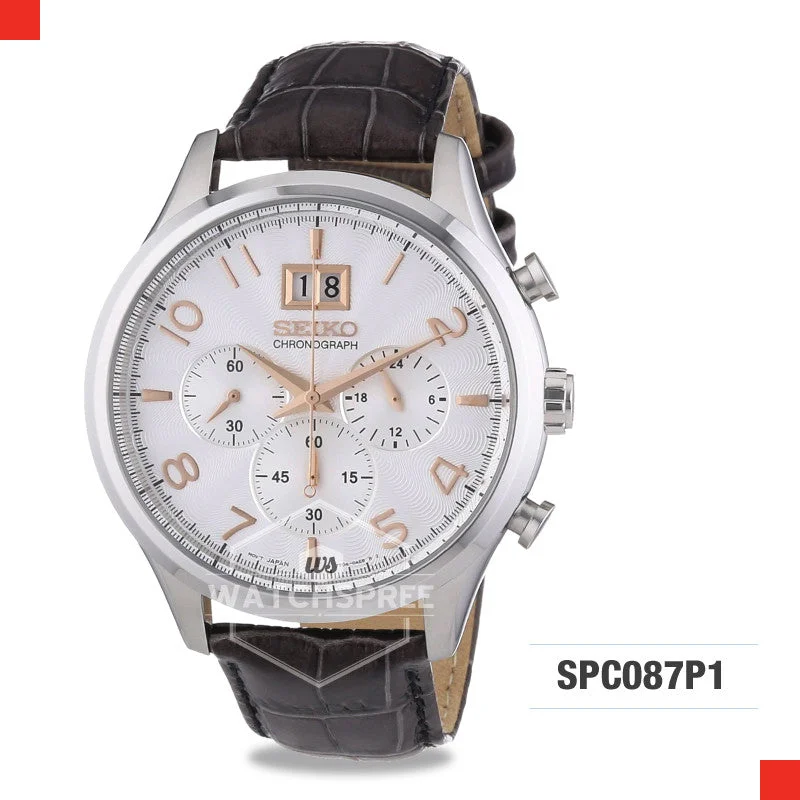 men’s luxury watches with sapphire crystal and leather strap-Seiko Chronograph Watch SPC087P1 (Not For EU Buyers)