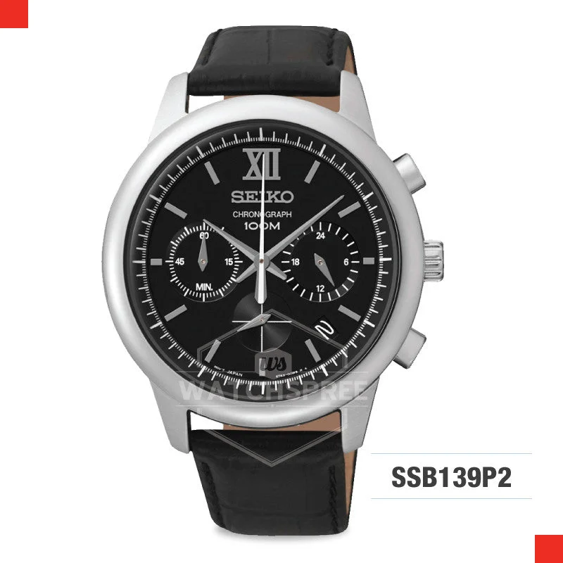 luxury watches with mechanical movement and premium leather straps-Seiko Chronograph Watch SSB139P2