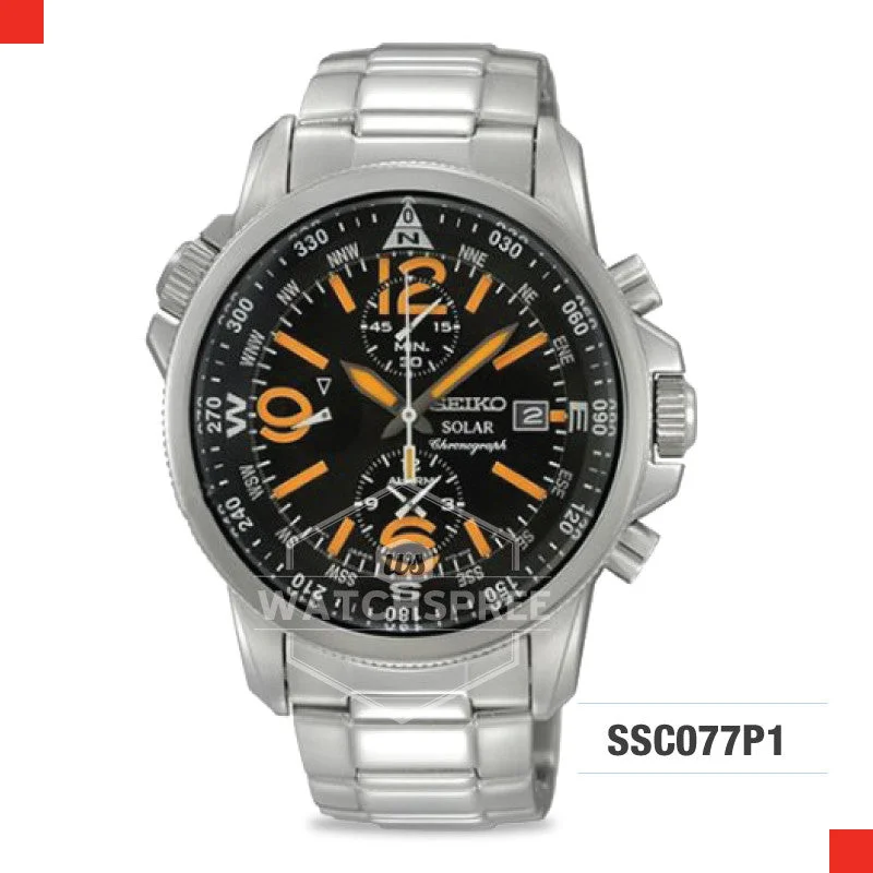 fitness watches with sleep tracking and pedometer-Seiko Solar Chronograph Watch SSC077P1 (Not For EU Buyers)