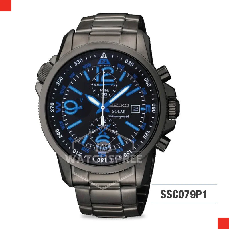 diving watches with automatic movement and rotating bezel-Seiko Solar Chronograph Watch SSC079P1 (Not For EU Buyers)