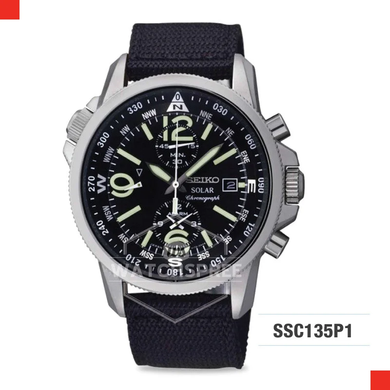 hybrid fitness watches with analog face and digital tracking-Seiko Solar Chronograph Watch SSC135P1