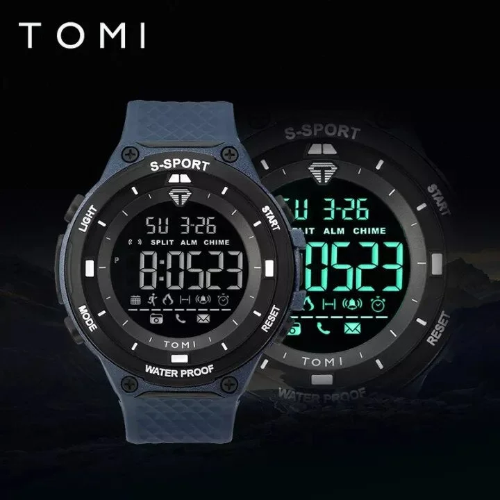 luxury watches with stainless steel case and sapphire crystal face-TOMI T-214 Digital Sports Watch For Men's